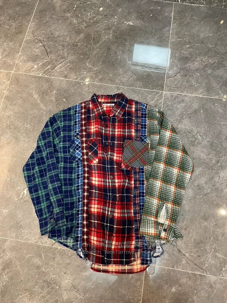 Needles Needles Vintage Shirt Antique Patchwork Washed Old Size US L / EU 52-54 / 3 - 1 Thumbnail