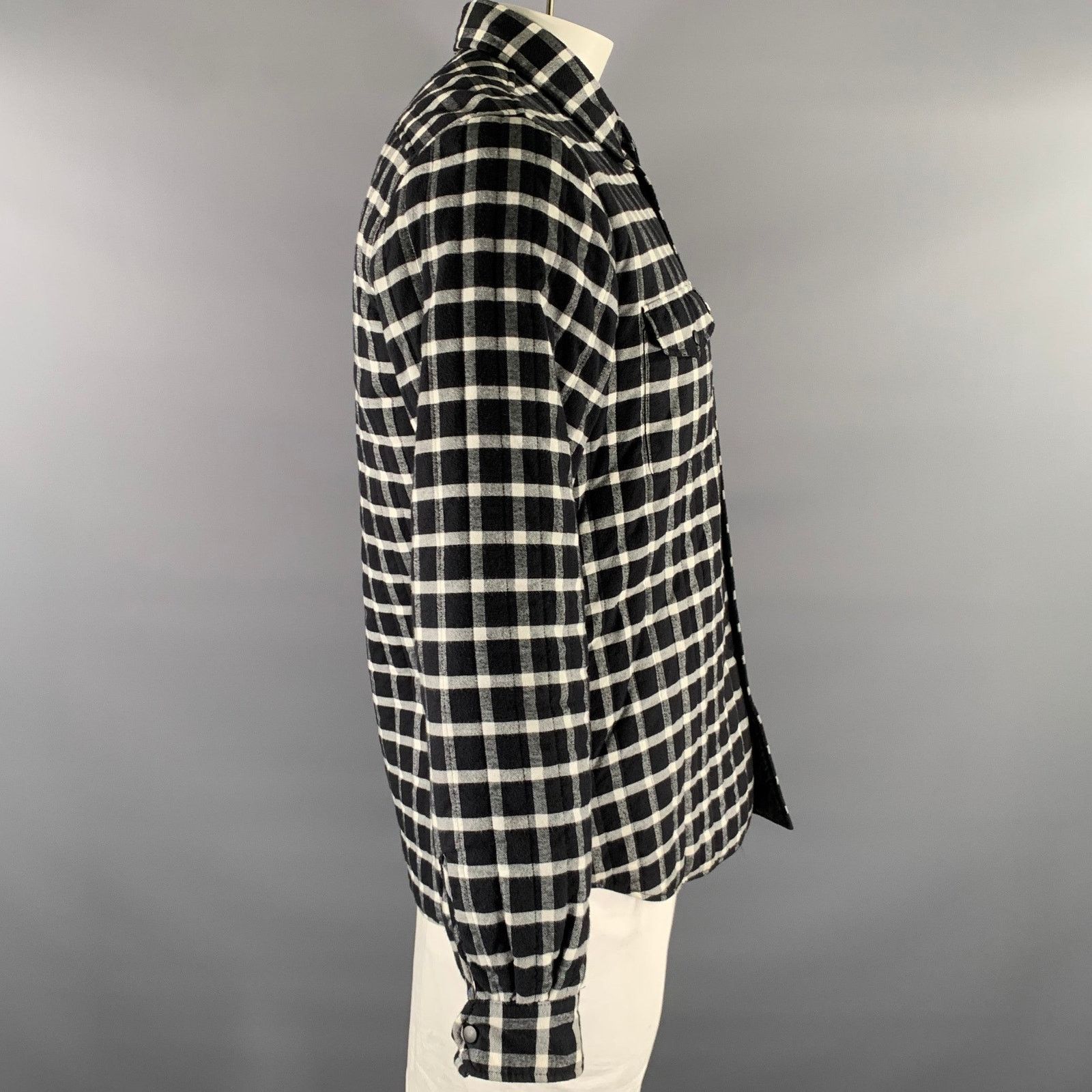 Aspesi ASPESI Size L Black White Plaid Quilted Cotton Shirt Jacket Size US L / EU 52-54 / 3 - 3 Thumbnail