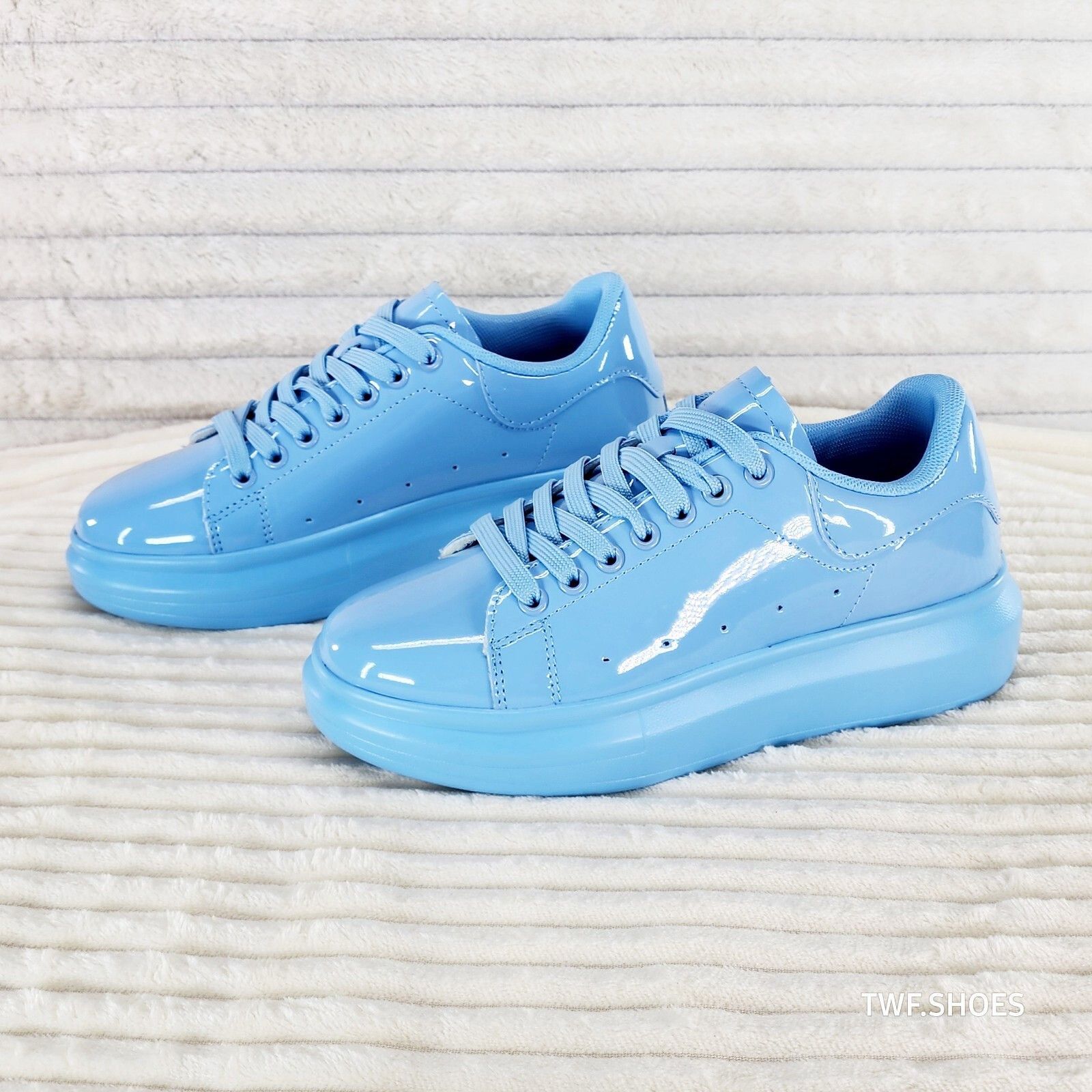 Other Cush Baby 3 Patent Baby Blue Comfy Sneakers Tennis Shoes (US Size US 5 / IT 35 - 2 Thumbnail