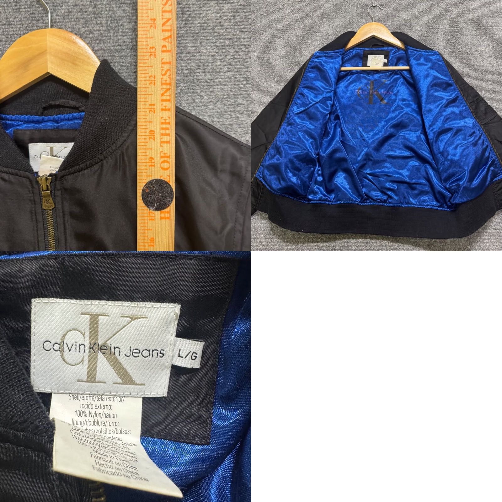 Calvin Klein VINTAGE Calvin Klein Bomber Jacket Women L Black Nylon Blue Liner 90s Mens Womens Boys Girls Size L / US 10 / IT 46 - 8 Thumbnail