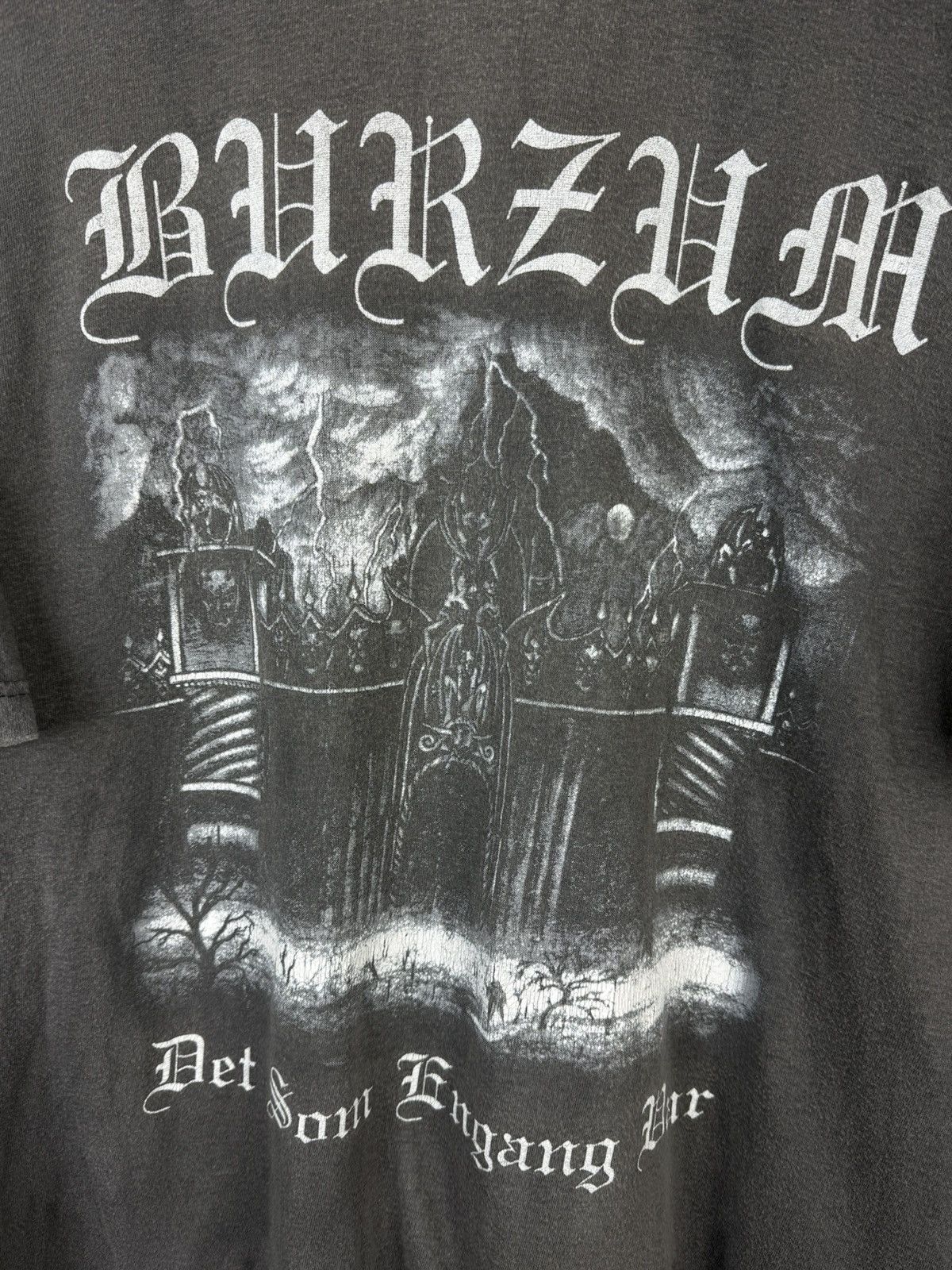 Band Tees 90s Burzum Det Som Engang Var Black Metal T-Shirt Faded ~M Size US M / EU 48-50 / 2 - 2 Thumbnail