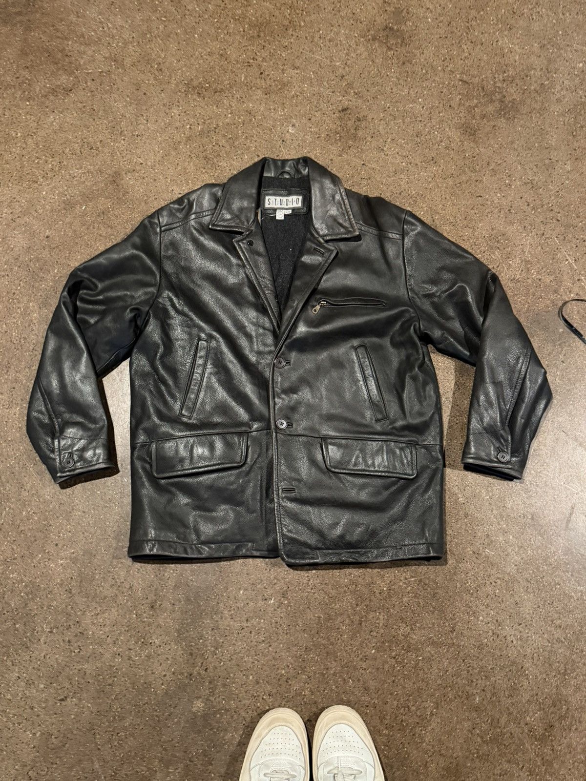 Vintage Vintage studio siena big collar button up leather jacket Size US M / EU 48-50 / 2 - 2 Thumbnail