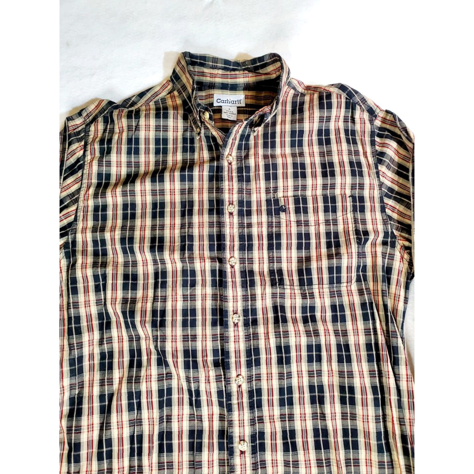 Carhartt Carhartt Plaid Long Sleeve Button Up Shirt Mens L Tan Black Relaxed Fit Workwear Size US L / EU 52-54 / 3 - 2 Thumbnail