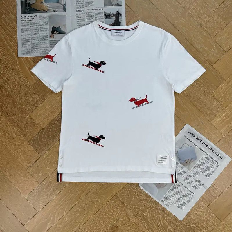 Thom Browne Thom Browne White Men's T-Shirt with Graphics 0089 Size US M / EU 48-50 / 2 - 1 Thumbnail