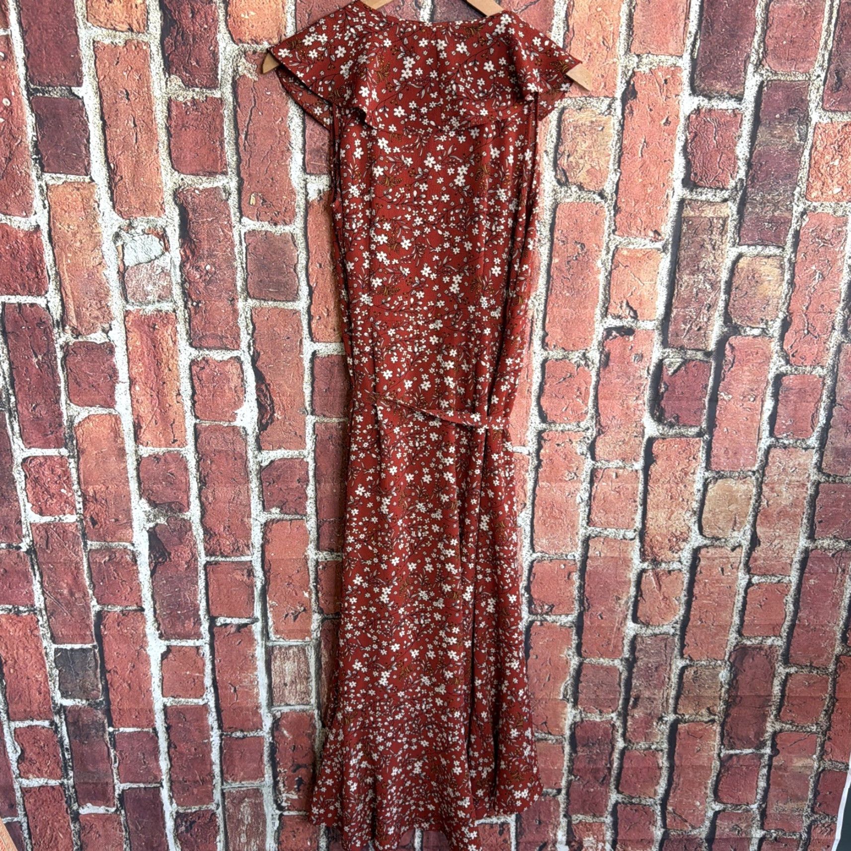Vintage Max Studio Midi Wrap Dress Orange Floral Womens XS NWT Size XS / US 0-2 / IT 36-38 - 4 Thumbnail