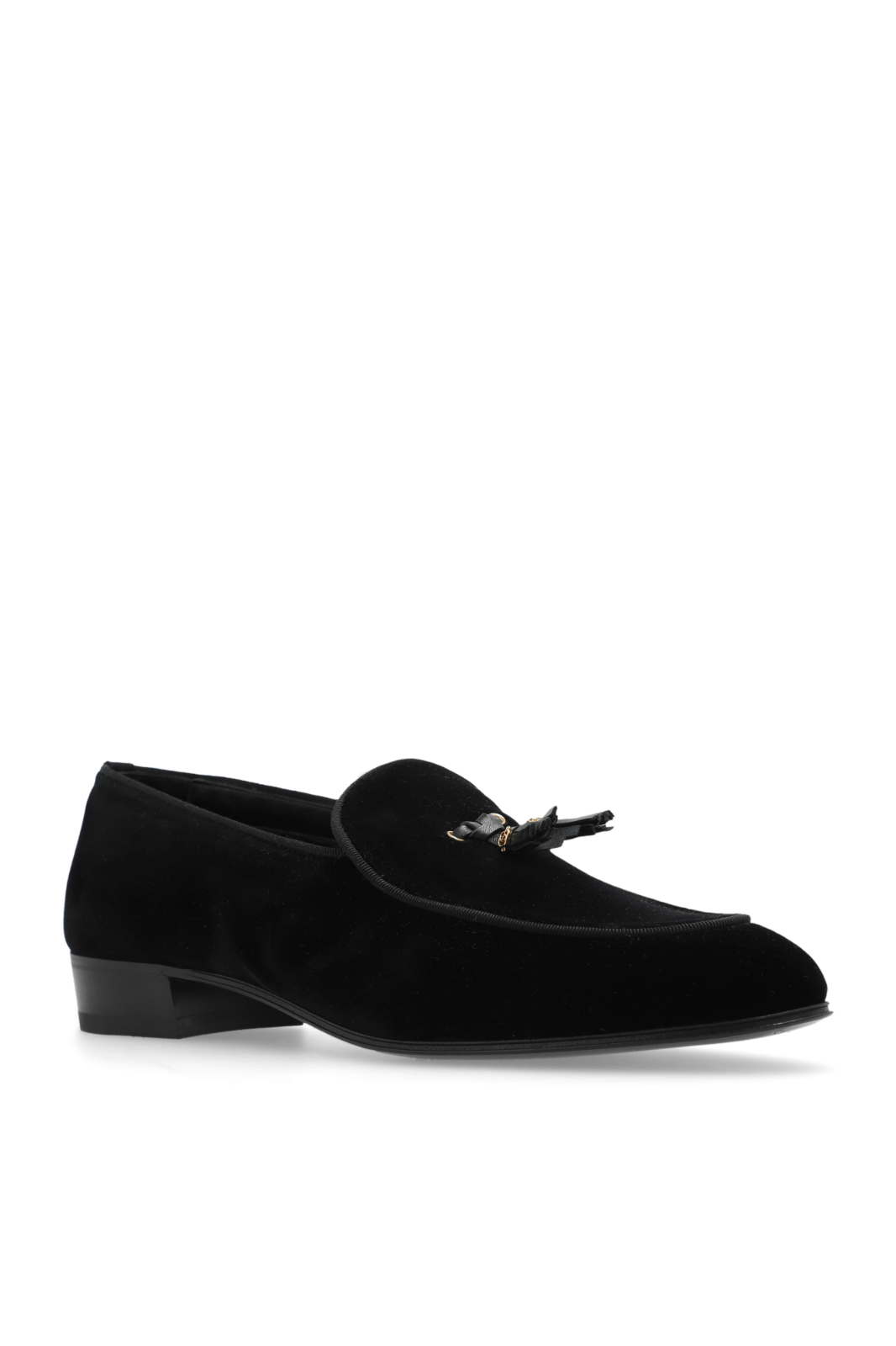 GUCCI Men's Black Velvet Tassel Loafers New Authentic