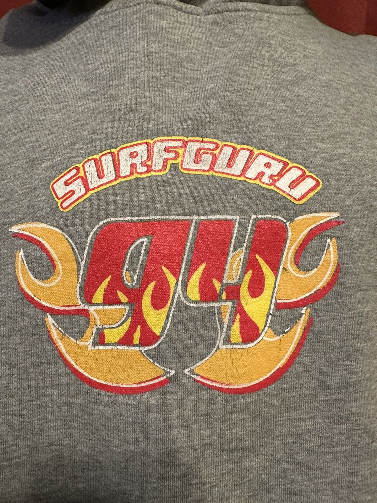 Vintage Vintage Surf Guru Hoodie 90’s Flame Sleeve Streetwear Grail Size US XL / EU 56 / 4 - 2 Thumbnail