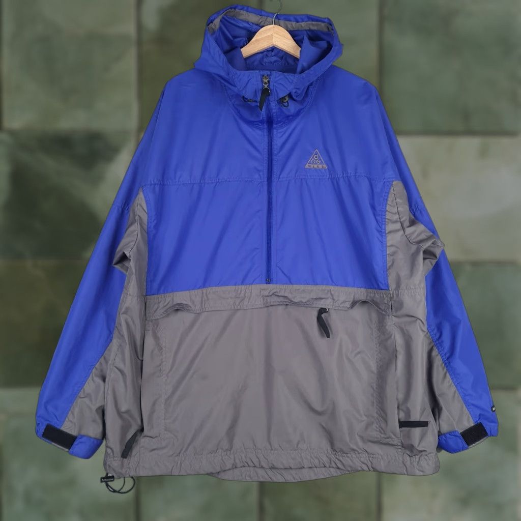 Nike VINTAGE Nike ACG Windbreaker Mens Large Purple Gray Hooded 1/2 Zip Anorak Packable Size US L / EU 52-54 / 3 - 1 Thumbnail