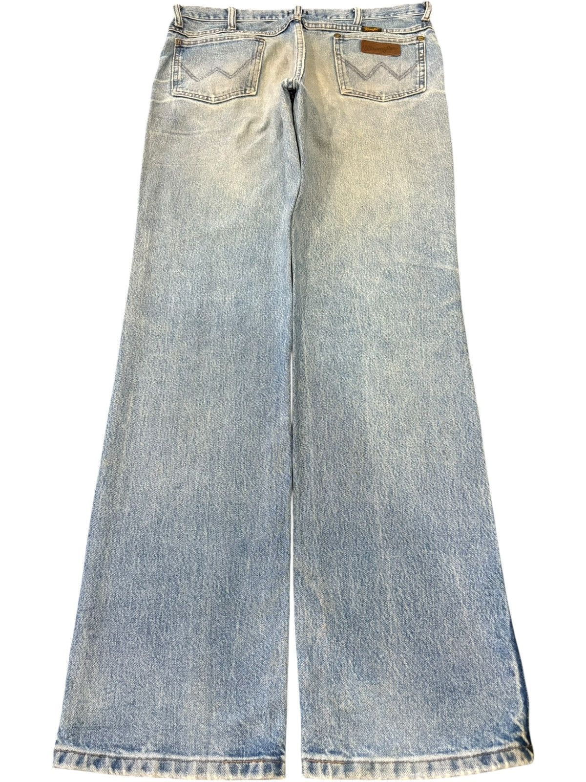 Wrangler Vintage 90s Wrangler Blue Wash Distressed Loose Jeans Size 35" - 2 Thumbnail