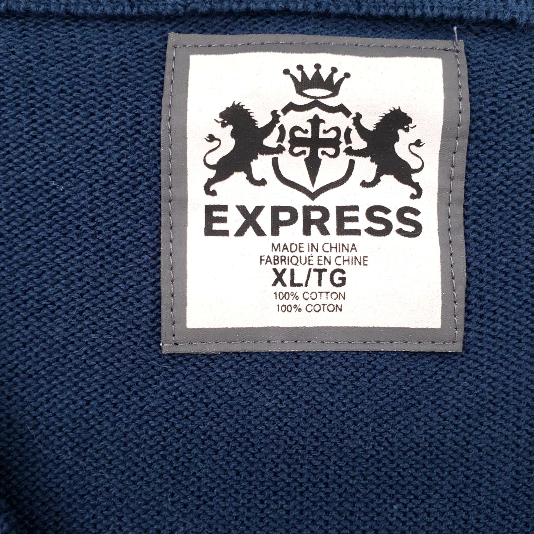 Express Express Mens XL Pullover Shirt Sweater Navy Blue V Neck Long Sleeve Golf Pullover Size US XL / EU 56 / 4 - 4 Thumbnail