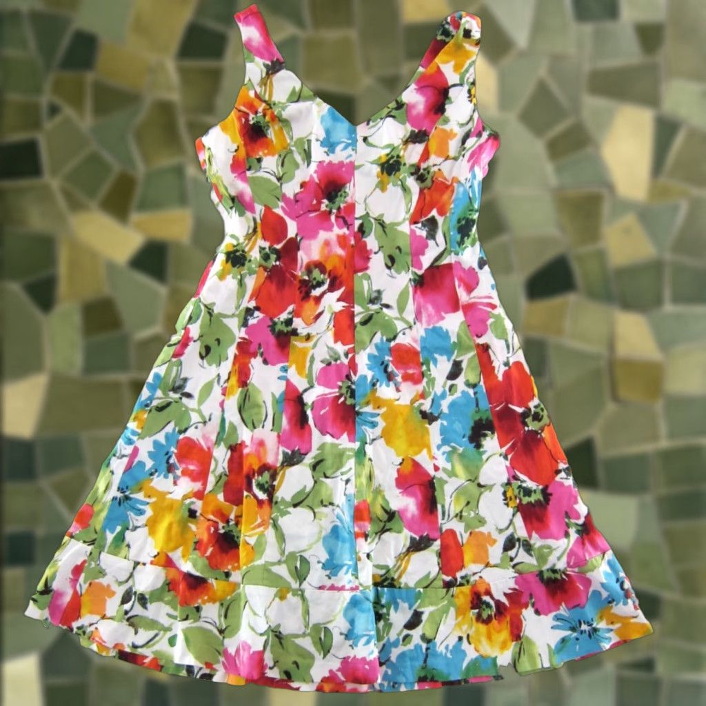 Ralph Lauren Vtg Ralph Lauren Green Label Pink White Green Floral Stretch Tank Sun Dress 14 Size XL / US 12-14 / IT 48-50 - 1 Thumbnail