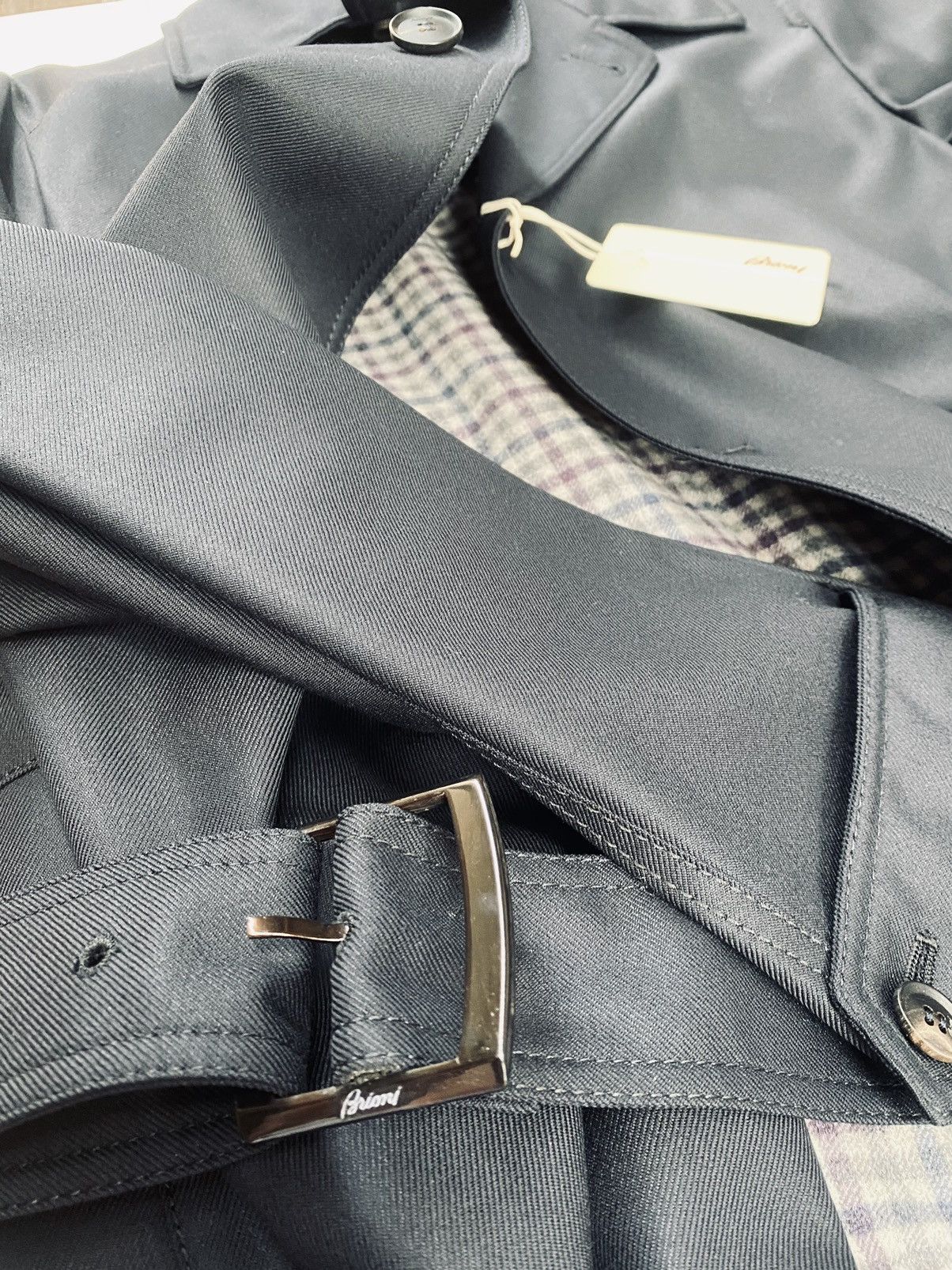 Brioni Brioni 🇮🇹 black storm system wool bond belted topcoat L NEW Size US L / EU 52-54 / 3 - 3 Thumbnail
