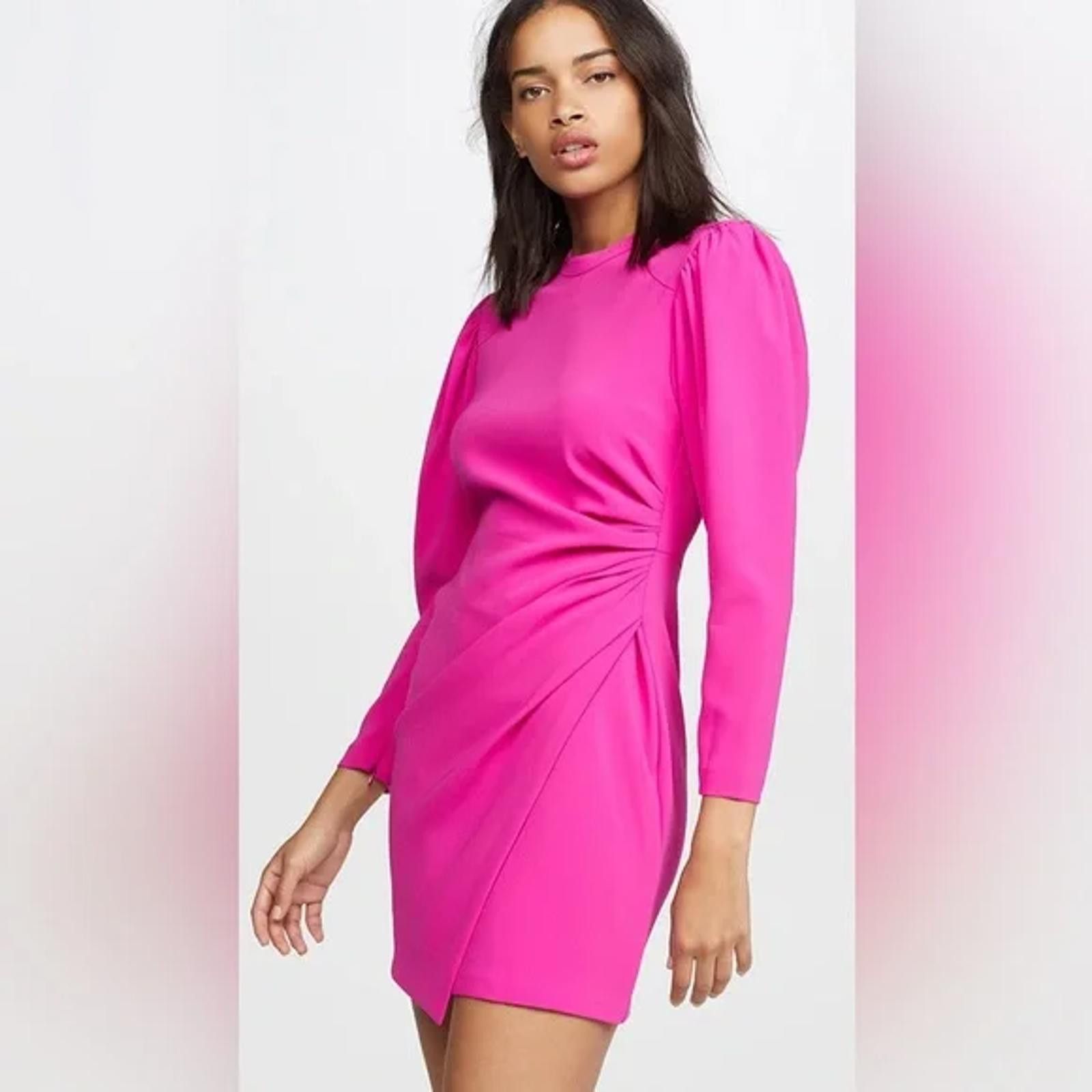 Alchemist A.L.C. Jane Shocking Pink Long Sleeve Mini Dress - NWT (New) Size M / US 6-8 / IT 42-44 - 4 Thumbnail