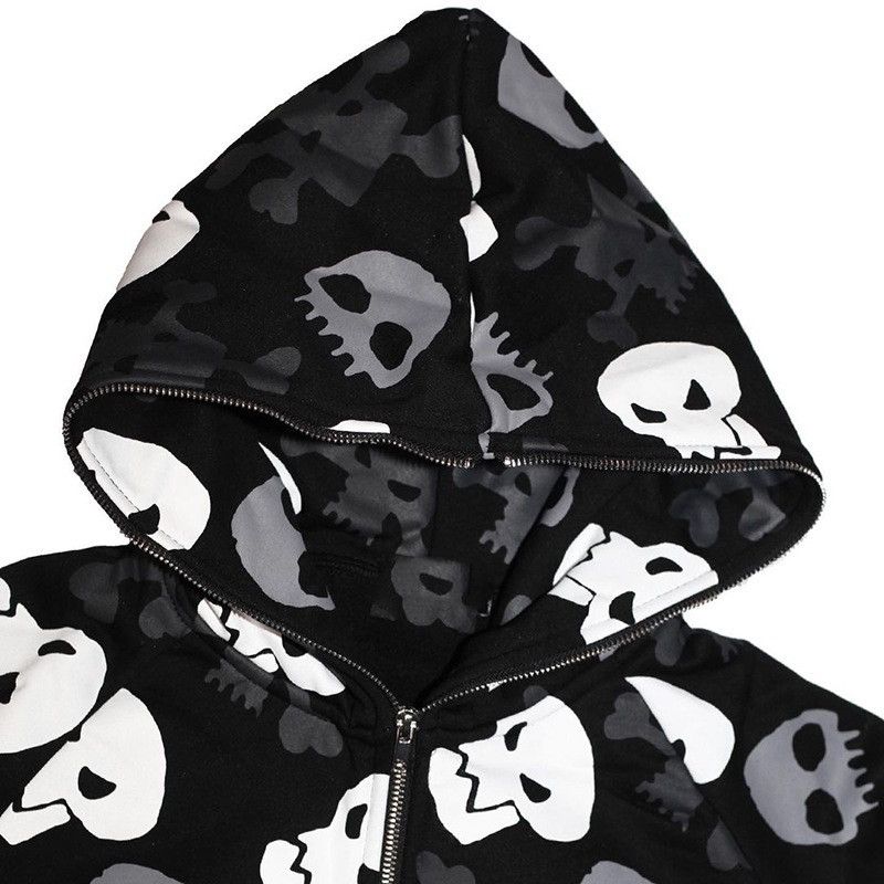 Japanese Brand Y2K Skull Crossbone All-Over Print Full Zip-Up Hoodie Size XL / US 12-14 / IT 48-50 - 4 Thumbnail