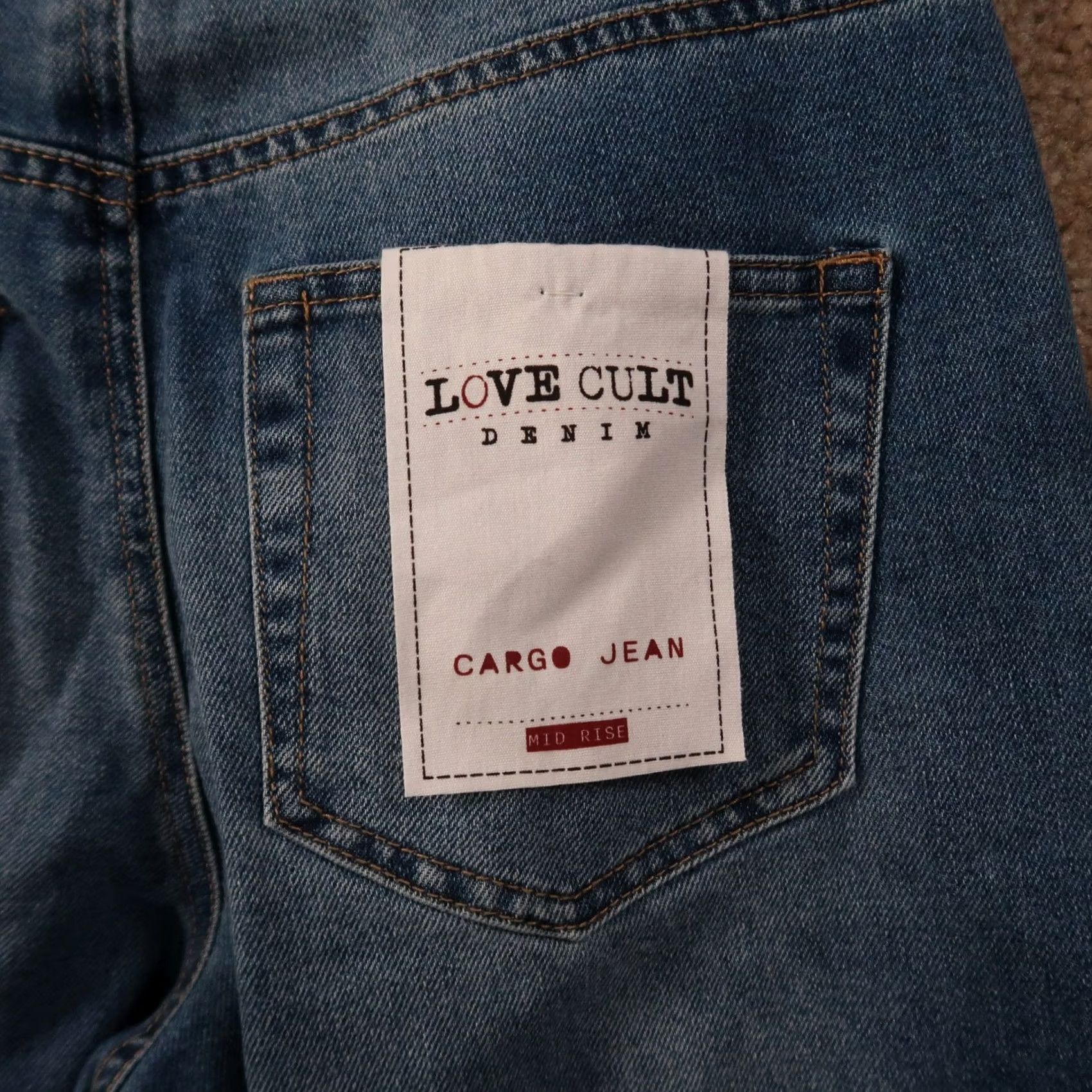 Vintage LOVE CULT Cargo Jeans Womens Juniors 7 Blue Frosted Wide-Leg Y2K New Size 28" / US 6 / IT 42 - 6 Thumbnail