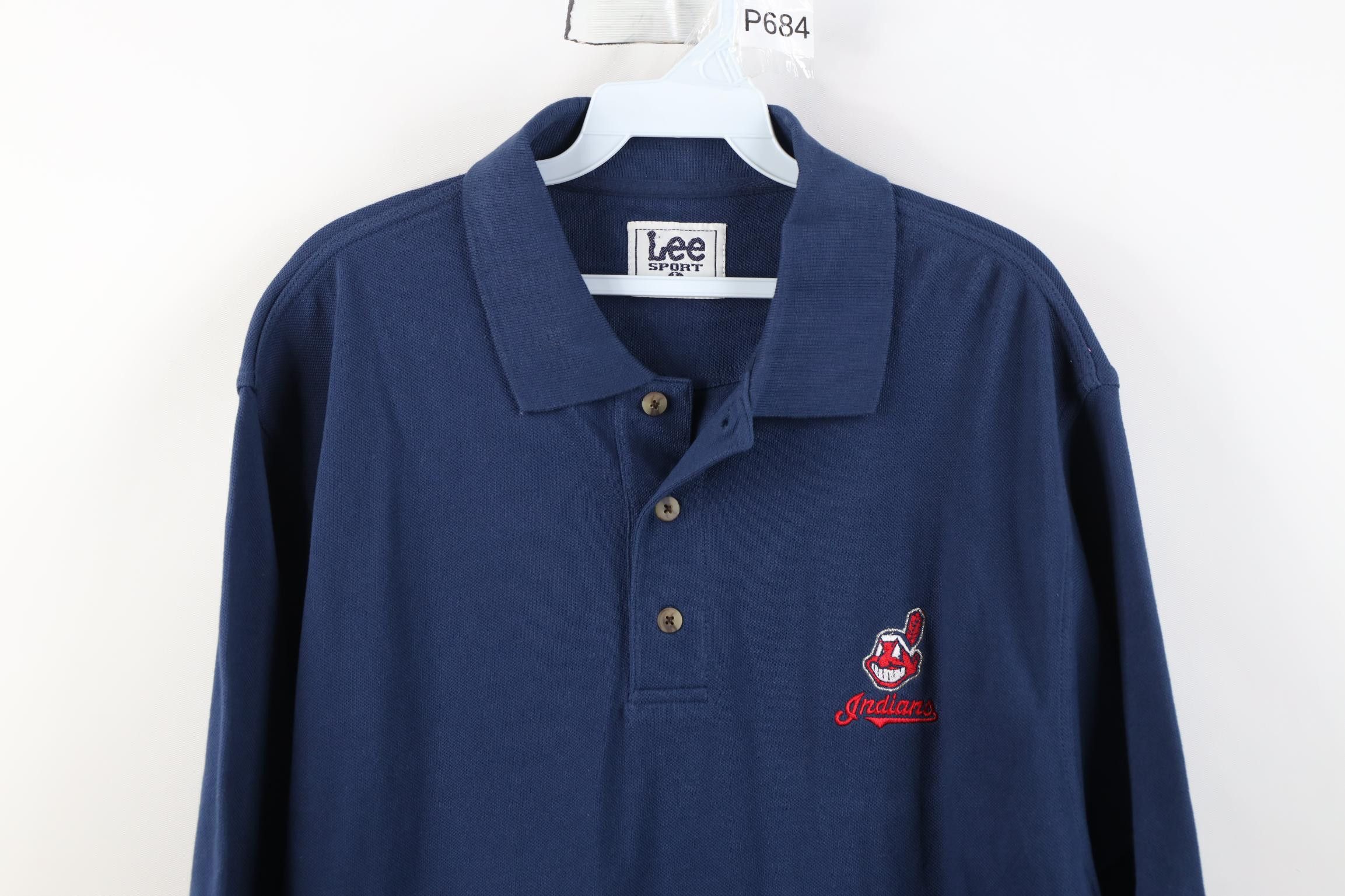 Vintage Vintage 90s Wahoo Cleveland Indians Baseball Polo Shirt Blue Size US L / EU 52-54 / 3 - 2 Thumbnail