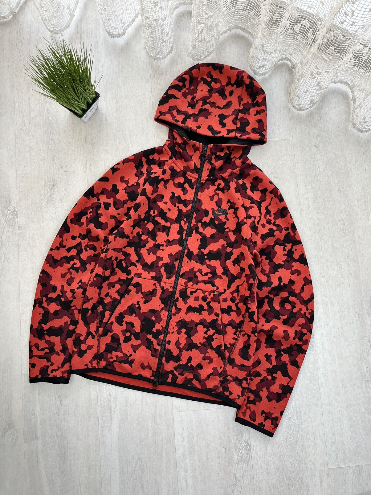 Jordan Brand Nike Streetwear Nike Tech Fleece Red Camo Windrunner Full zip Hoodie Drill Grailed