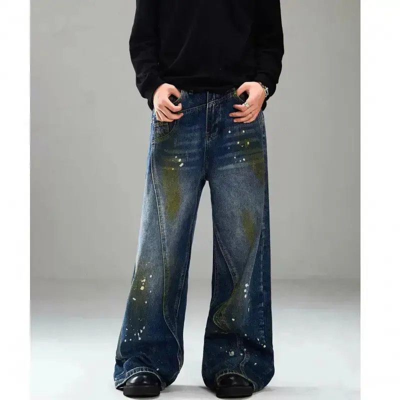 Japanese Brand Retro loose high street hip-hop splashed ink jeans Size US 32 / EU 48 - 1 Thumbnail