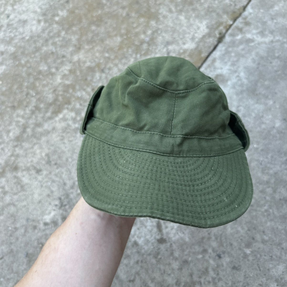 Designer Vintage Swedish Army Ear Flap Ear warmer Military Cap Hat 56 Size ONE SIZE - 7 Thumbnail
