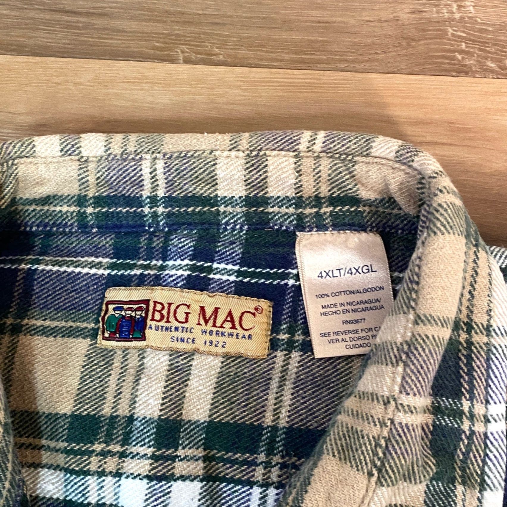 Vintage Big Mac Flannel Shirt Mens 4XLT Plaid Snap Front Western Work Shirt Heavy Beige Size US XXL / EU 58 / 5 - 2 Thumbnail