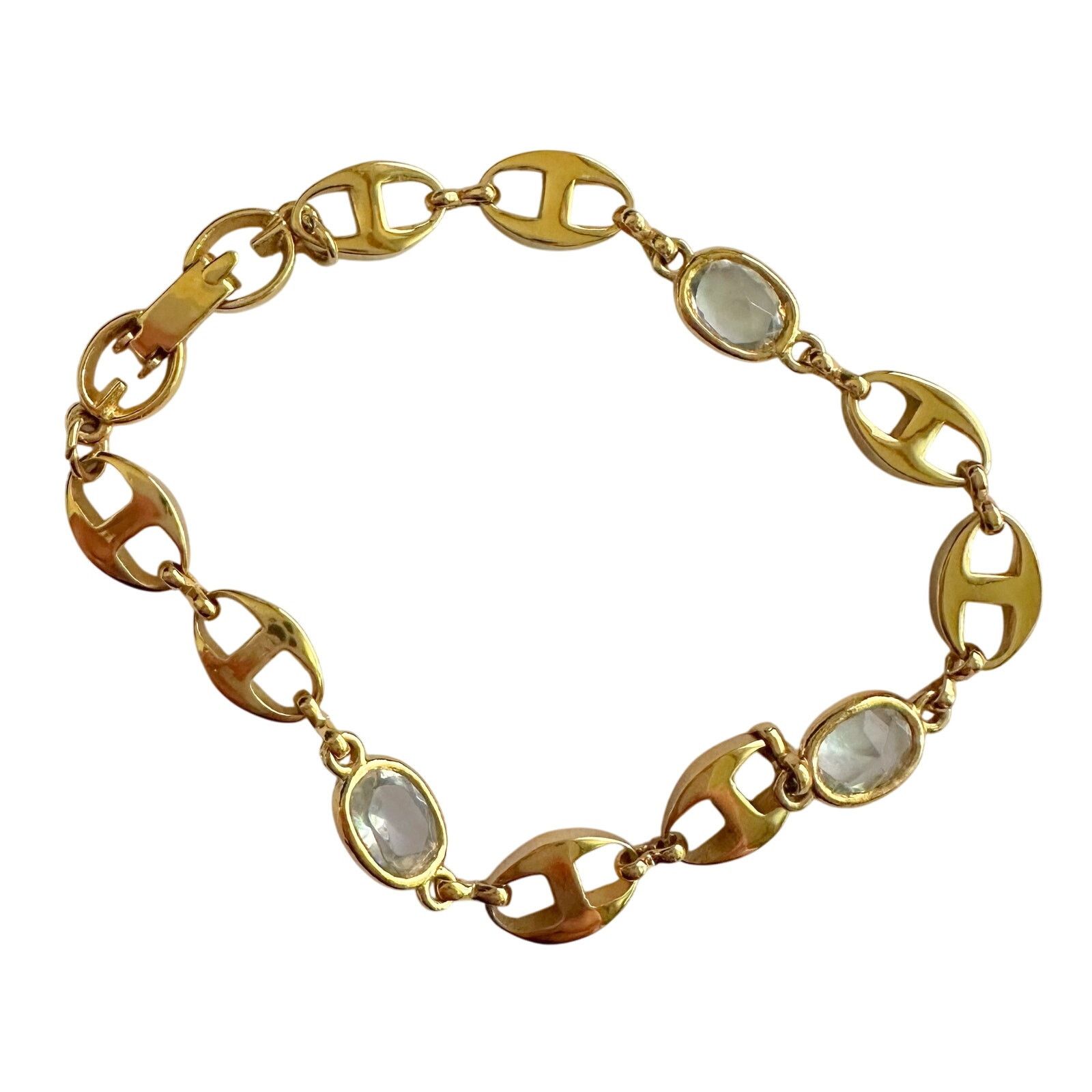 Givenchy Givenchy Oval Mirrored GG Gold Plate Bracelet w Gemstones Size ONE SIZE - 2 Thumbnail