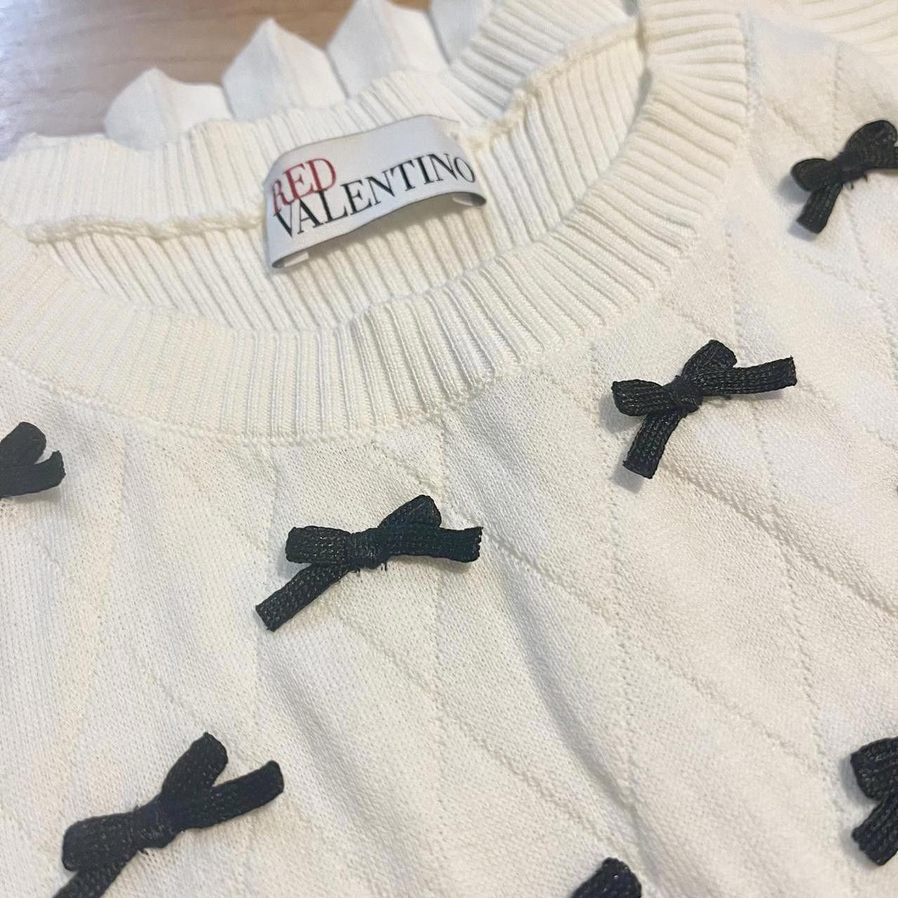 Designer RED VALENTINO Tennis Knit Dress with Black Bows Size S / US 4 / IT 40 - 2 Thumbnail