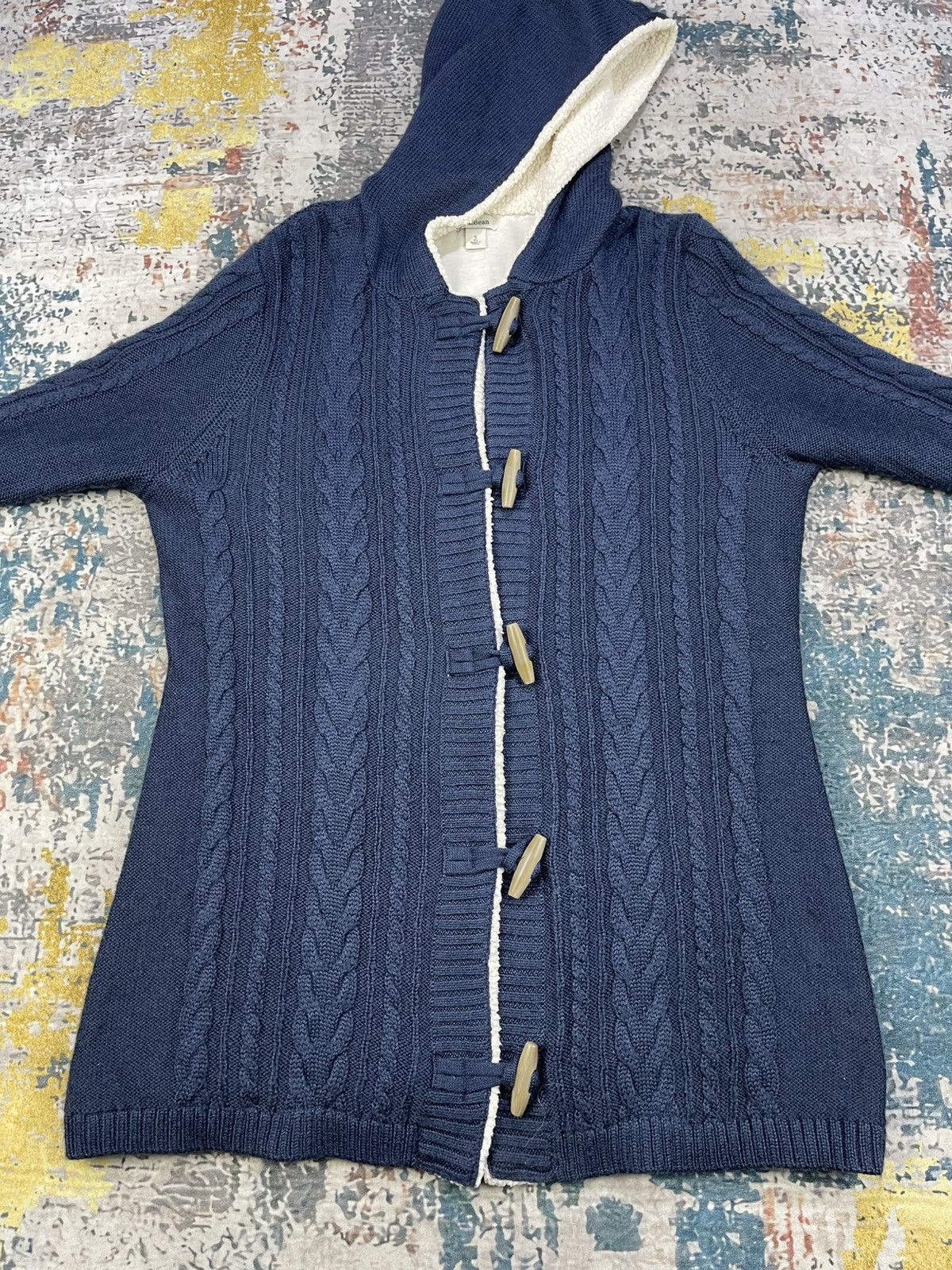 L.L. Bean LL Bean Double Layer Cable Knit Hooded Cardigan Jacket Size US S / EU 44-46 / 1 - 2 Thumbnail