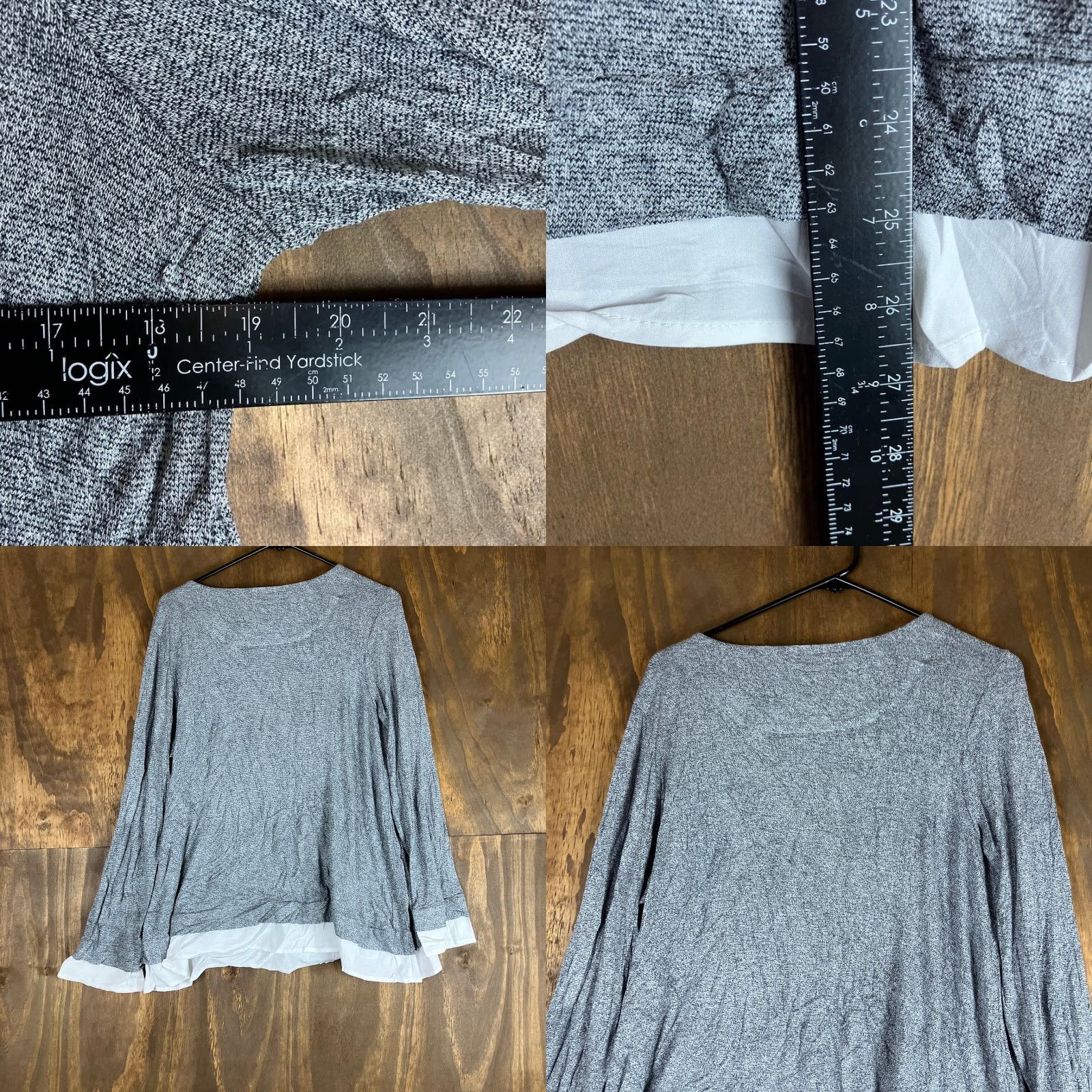 J. Jill J Jill Womens Blouse Gray White Wearever Collection Layer Long Sleeve Stretch 1X Size XL / US 12-14 / IT 48-50 - 8 Thumbnail