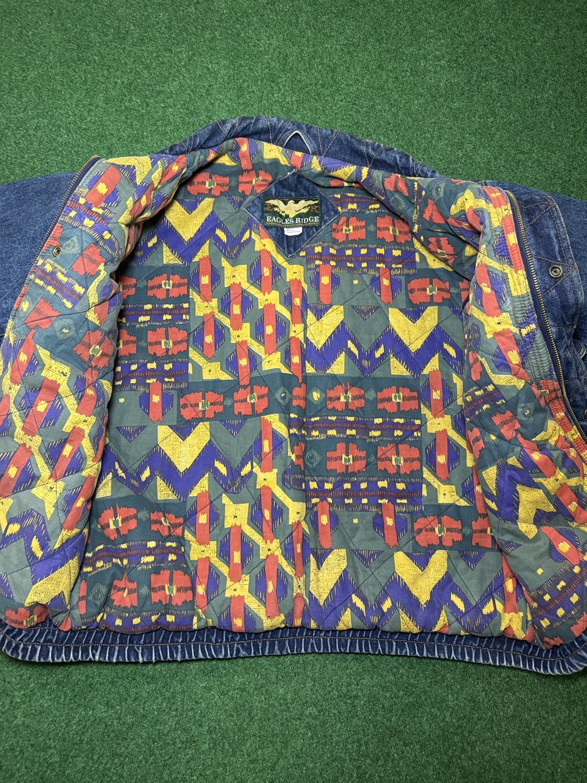 Vintage Vintage 90s Eagles Ridge Bomber CRAZY LINING Denim Jacket Size US M / EU 48-50 / 2 - 2 Thumbnail