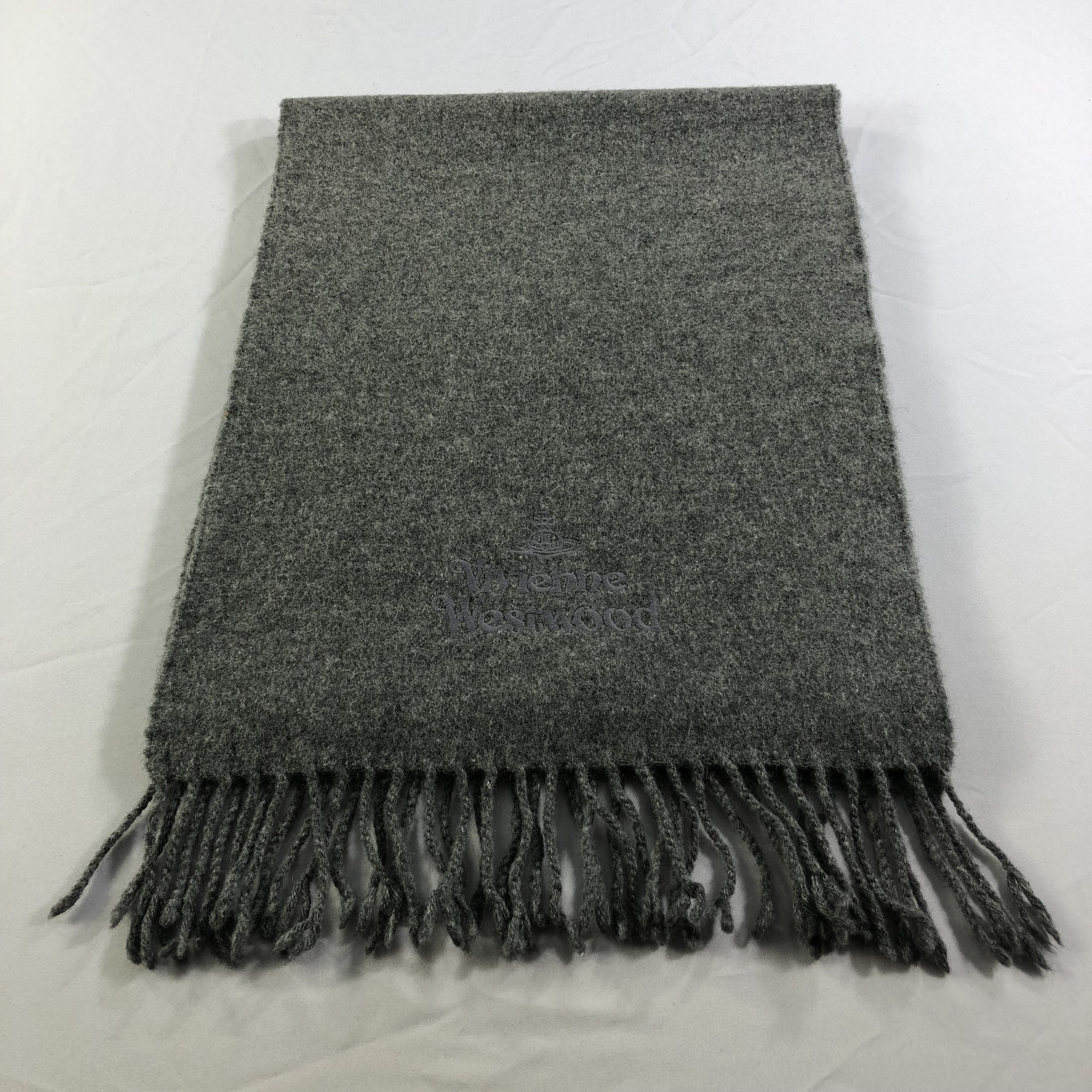 Vivienne Westwood Plain Grey Wool Scarf Muffler V1385