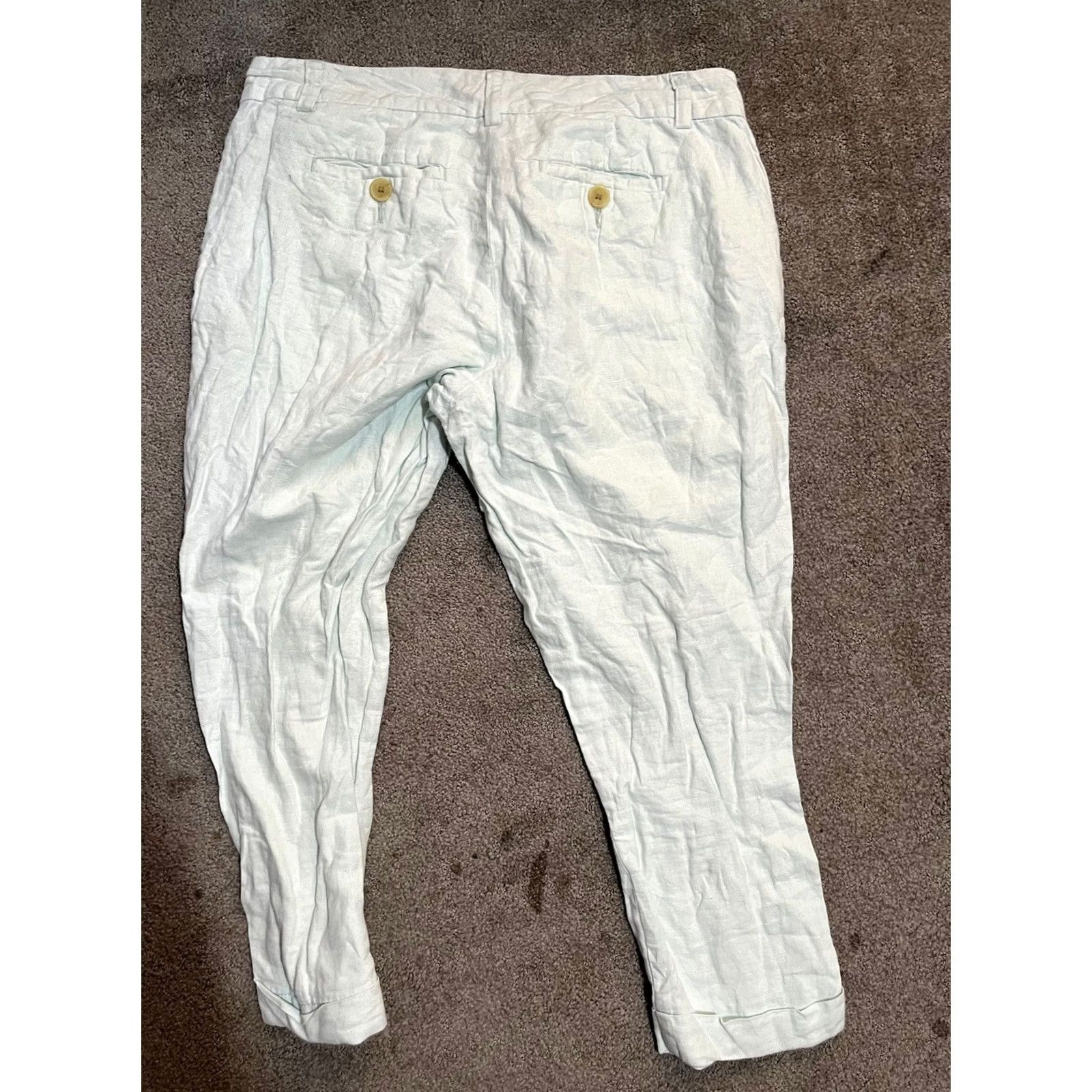 Banana Republic Banana Republic Petite Cropped Pants Green Linen Blend Size 4P Women Size 27" / US 4 / IT 40 - 3 Thumbnail