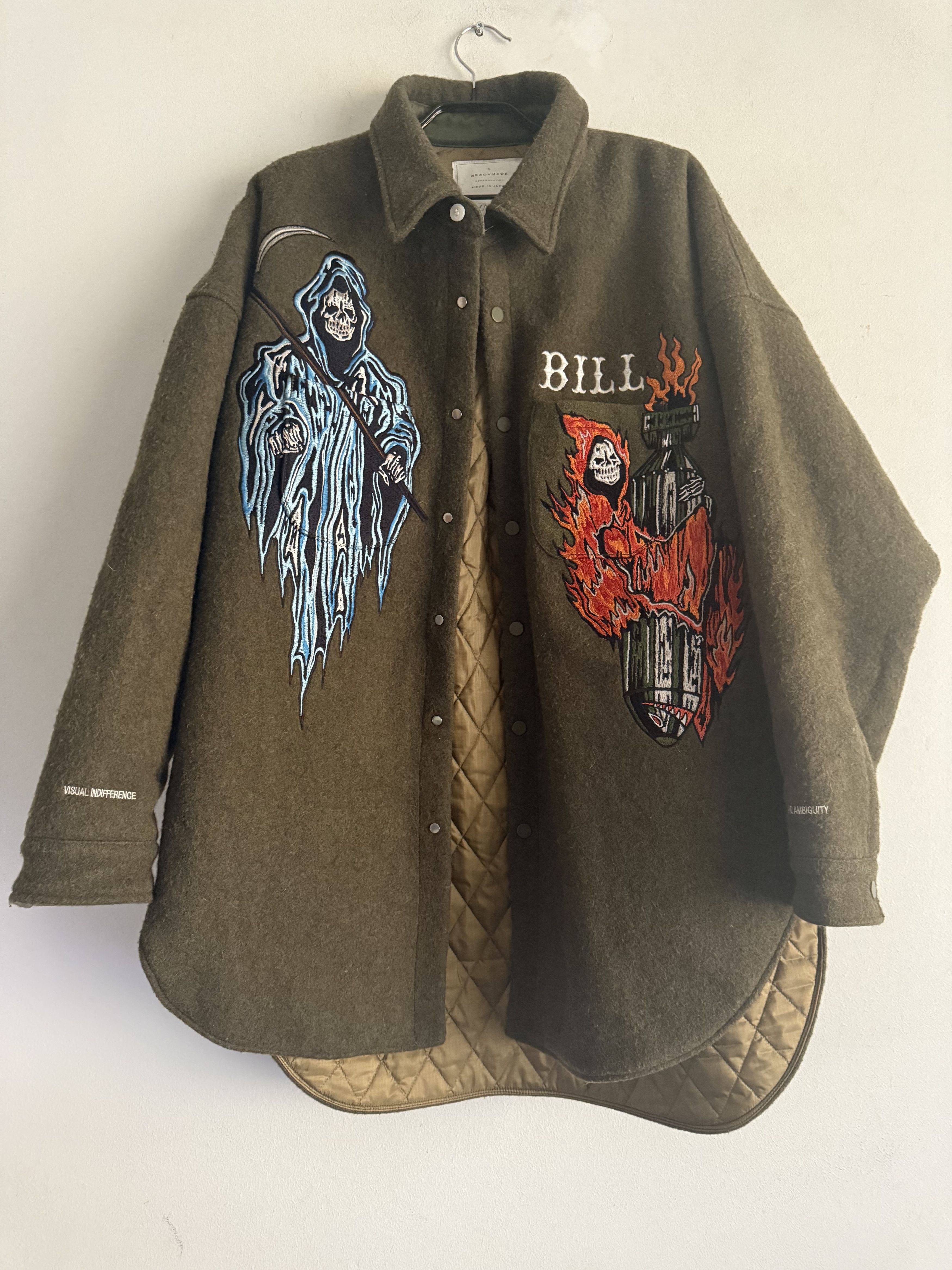 READYMADE Embroidered Boiled Wool Quilted Overshirt Size US M / EU 48-50 / 2 - 2 Thumbnail