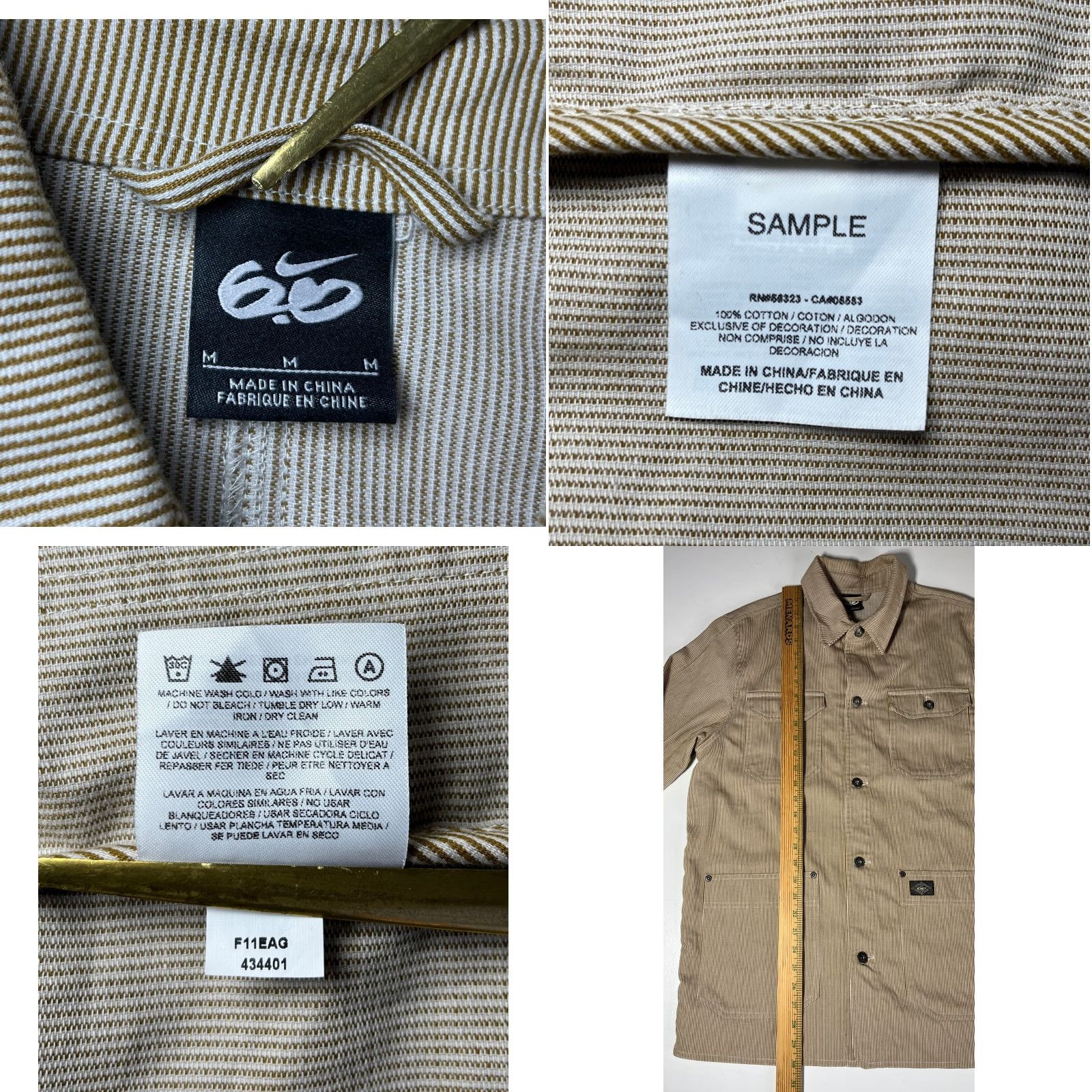 Nike Nike Vintage Men’s Jacket Skateboarding 6.0 Chore Sample Sz M Beige Striped Mid-Length Button Pocketed Size US M / EU 48-50 / 2 - 8 Thumbnail