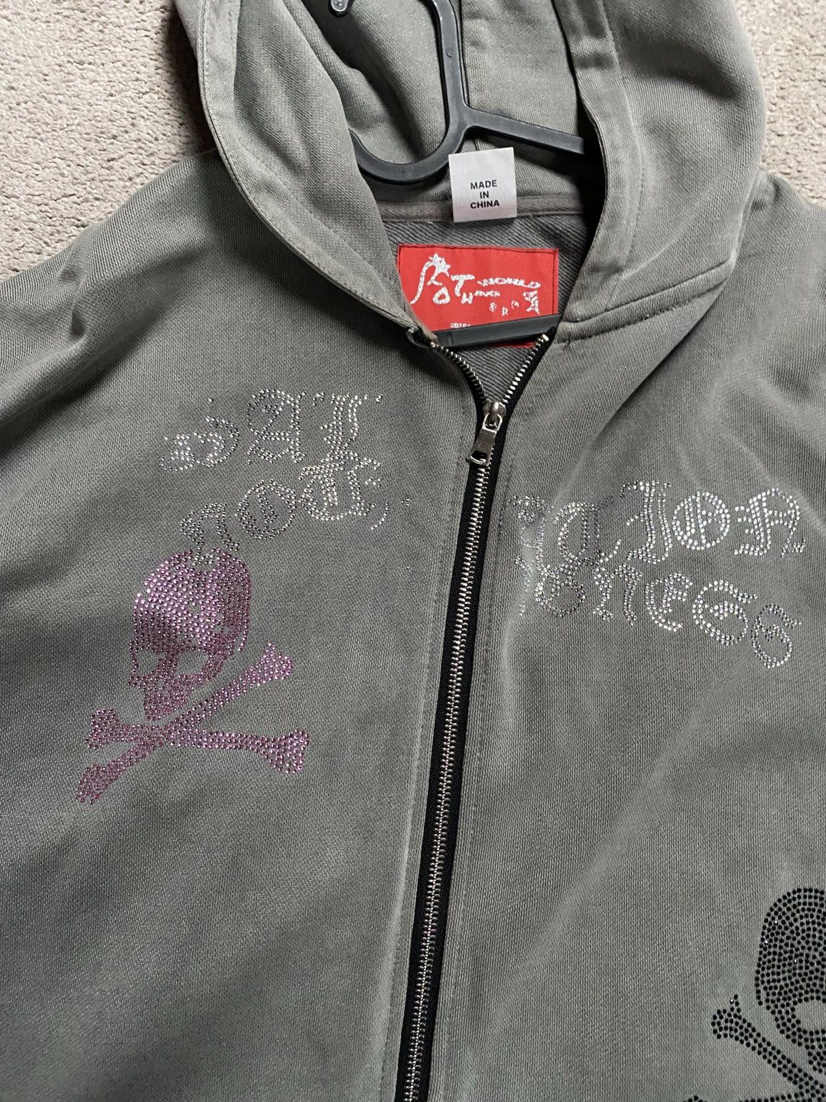 Other Grey zip up with skulls rhinestones Size US L / EU 52-54 / 3 - 2 Thumbnail