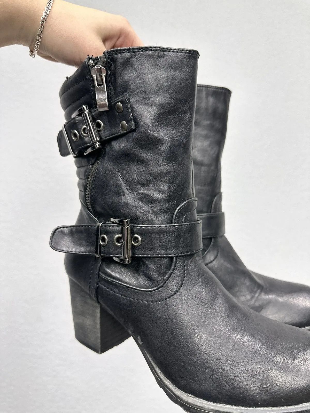 New Rock Vintage Leather Hight Heels Style Gothic Rick Size US 9 / IT 39 - 5 Thumbnail
