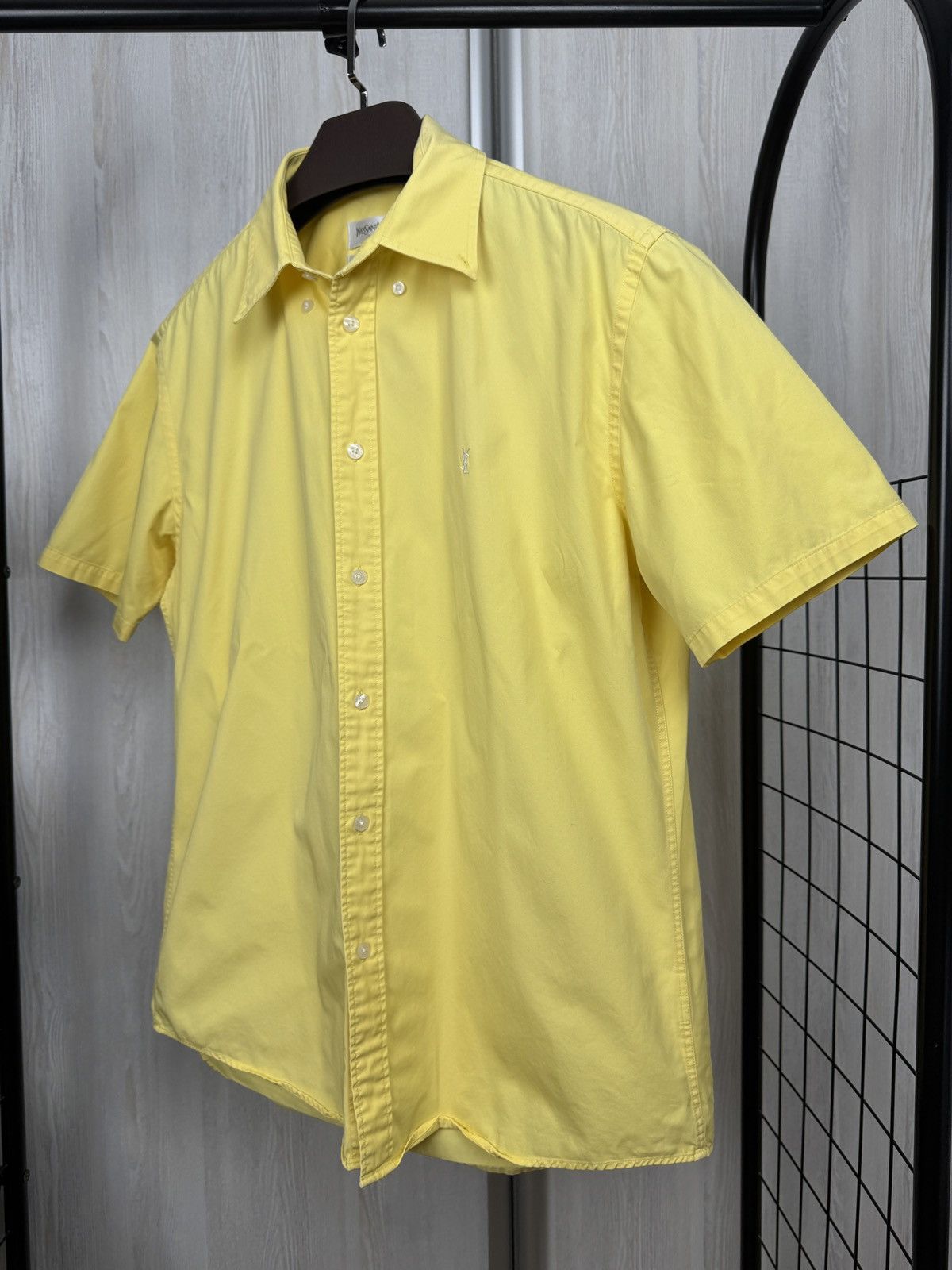 Vintage Yves Saint Laurent pour homme yellow short sleeve shirt Size US L / EU 52-54 / 3 - 5 Thumbnail