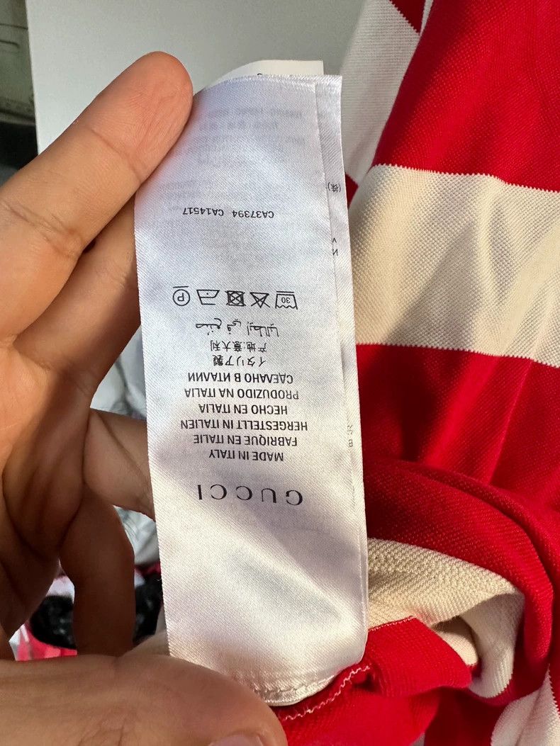 Gucci GucciWhite and red striped classic double G embroidery polo Size US S / EU 44-46 / 1 - 3 Thumbnail