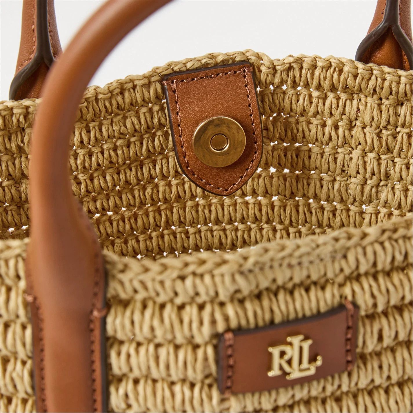 Lauren Ralph Lauren o1g2r1mq0825 Size: OS / Woven Straw Medium Brie Tote Bag Size ONE SIZE - 5 Thumbnail