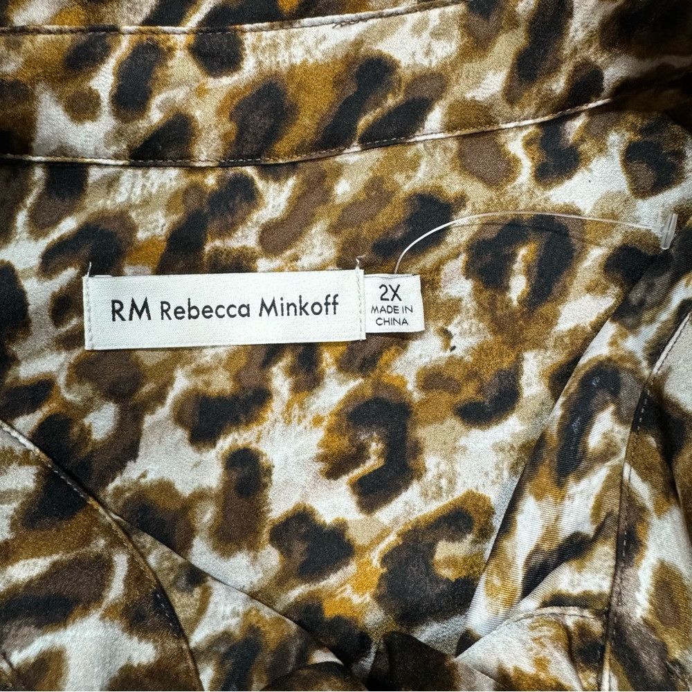 Rebecca Minkoff New Rebecca Minkoff Animal Print Satin Long Sleeve Blouse S Size XXL / US 16-18 / IT 52-54 - 7 Thumbnail