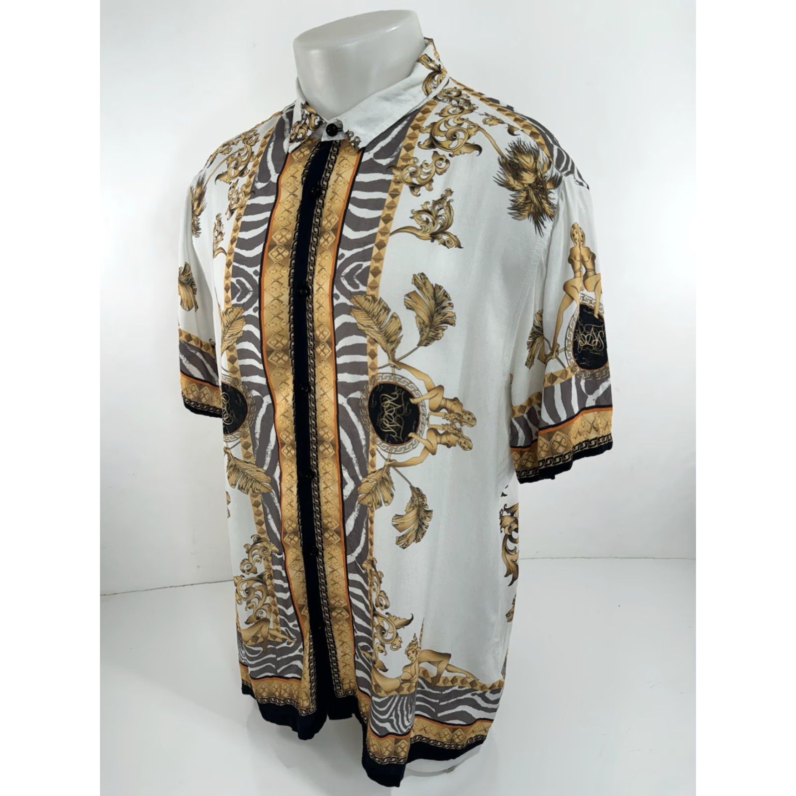 SikSilk SikSilk Baroque Pin Up Girls Mens XL Shirt Silk Button-Up Short Sleeve Multicolor Men’s Shirt Size US XL / EU 56 / 4 - 3 Thumbnail