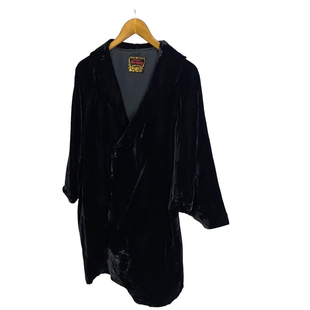 Velvet × Vintage Vintage 60s Black Velvet Collared Kimono Jacket Size XL / US 12-14 / IT 48-50 - 3 Thumbnail