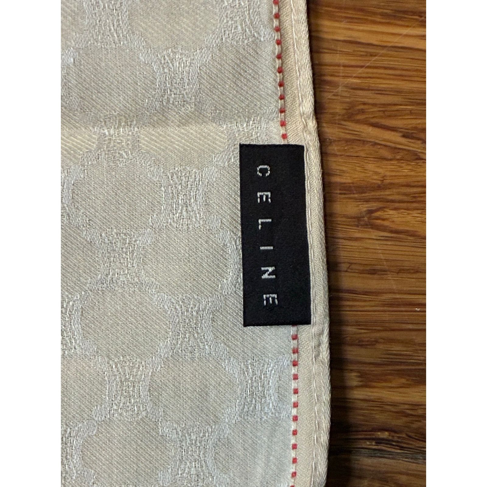 Celine Celine Ivory Monogram Cotton Handkerchief Red Trim Size ONE SIZE - 7 Thumbnail