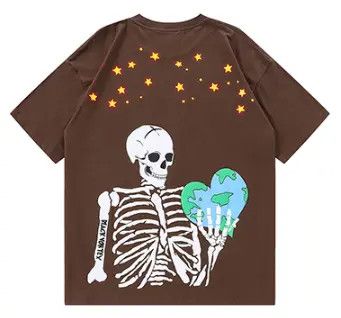 image of Vintage Black Vortex Oversized T-Shirt in Brown, Men's (Size Medium)