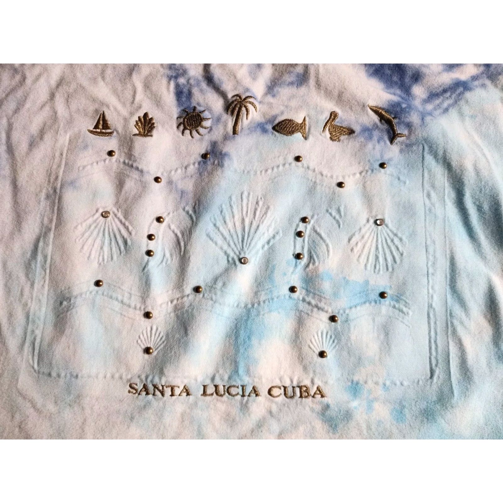 Vintage VINTAGE PACO XL Blue Tie Dye T-Shirt Elvis Presley Saint Lucia Souvenir Island Vacation Mens Size US XL / EU 56 / 4 - 2 Thumbnail