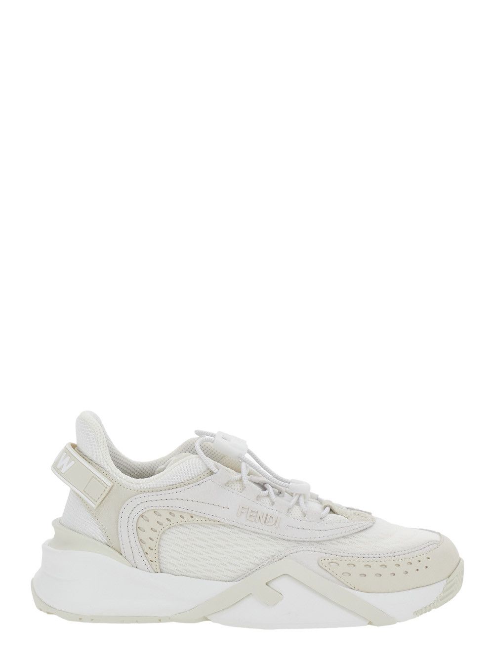 'Flow' White Sneakers with Toggle Closure and Logo Lettering on the Side in Tech Fabric Woman