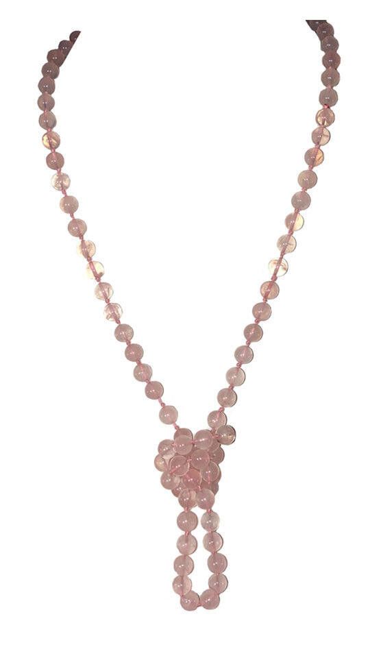 Rose Quartz Round Bead Endless Necklace