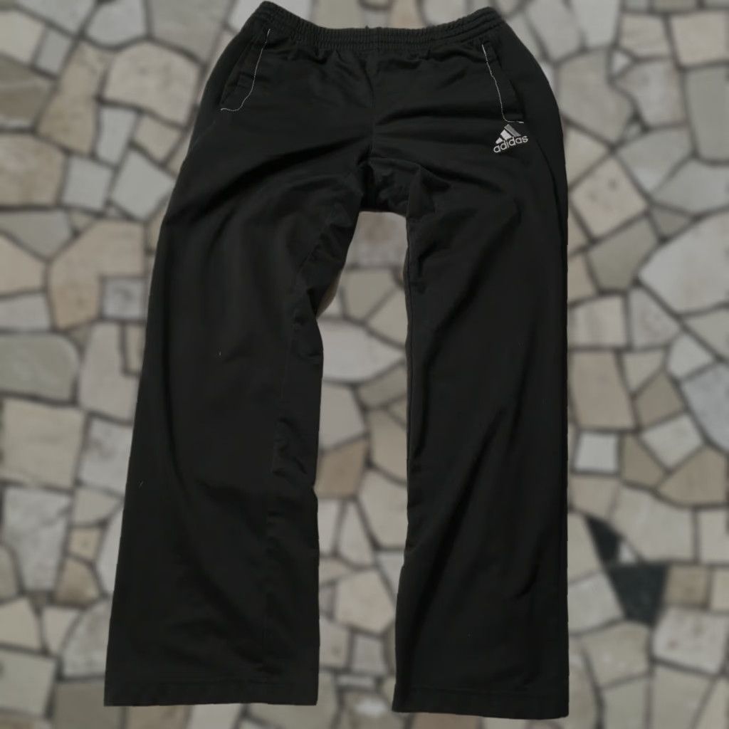 Adidas Adidas Sweatpants Mens Medium Black Straight Leg Baggy Workout Gym Drawstring Size US 31 - 1 Thumbnail