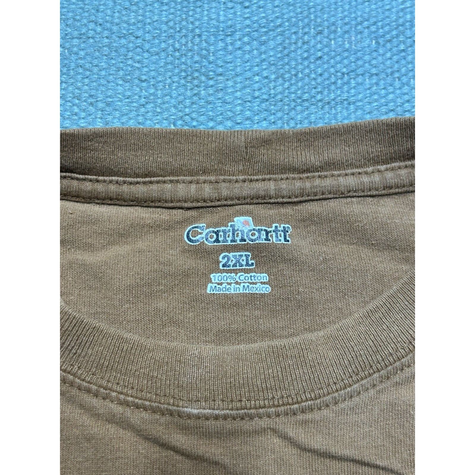 Carhartt VINTAGE Carhartt Long Sleeve Pocket T Shirt Brown Tan Distressed Repaired Boxy XL Mens Size US XL / EU 56 / 4 - 6 Thumbnail