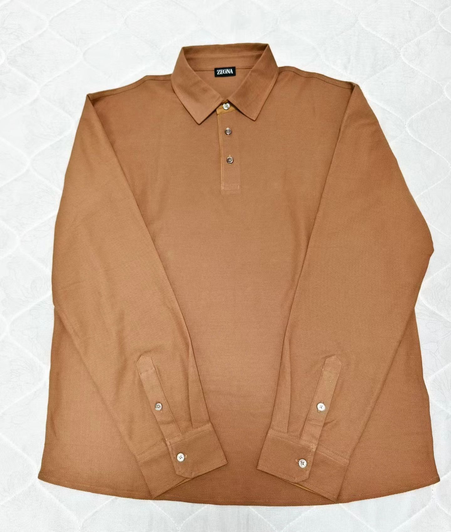 Ermenegildo Zegna Zegna long-sleeve caramel polo shirt Size US XXL / EU 58 / 5 - 1 Thumbnail