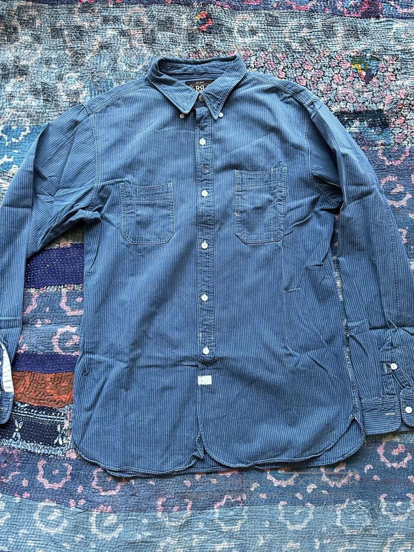 RRL Ralph Lauren RRL Indigo Wabash Striped Shirt. Size US M / EU 48-50 / 2 - 1 Thumbnail